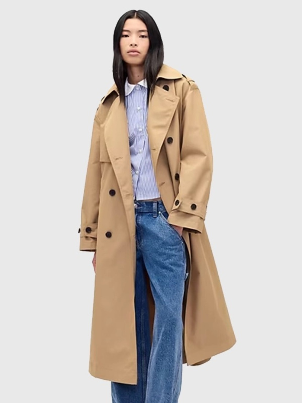 GAP Women’s Fall 2016 Classic Long Trench Coat in Oak XXL EUC plus sized trench